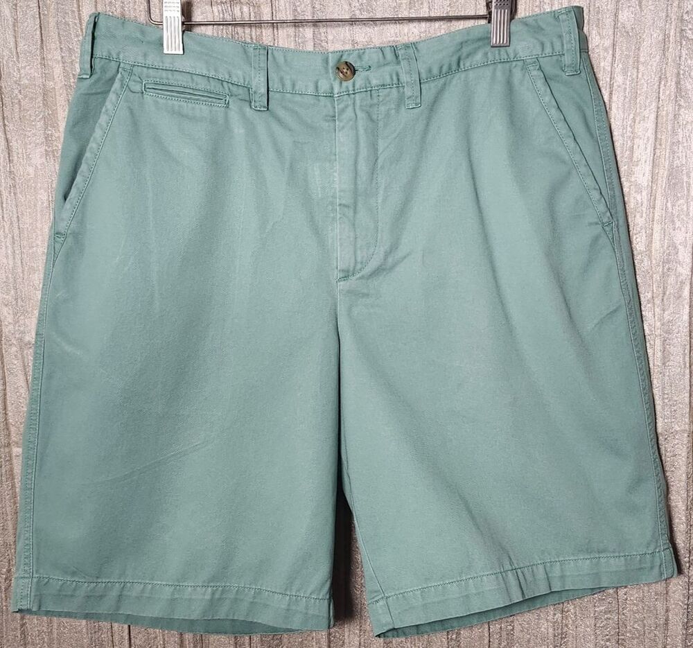 Polo Ralph Lauren Mint Green Blue Pony Flat Front Chino Shorts 35 Casual Preppy